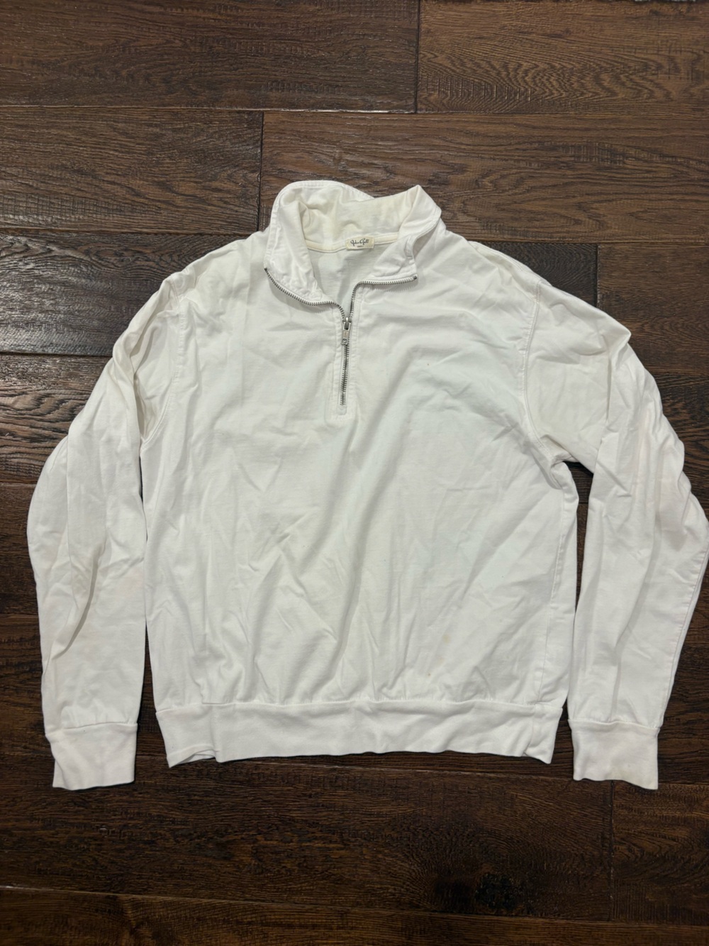 Brandy Melville White Quarter-Zip Pullover Sweater